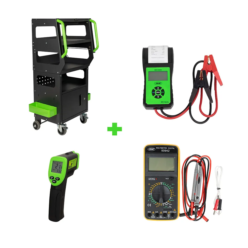 JBM Diagnostic Cart & Battery Tester With Printer & Digital Multimeter & Laser Thermometer
