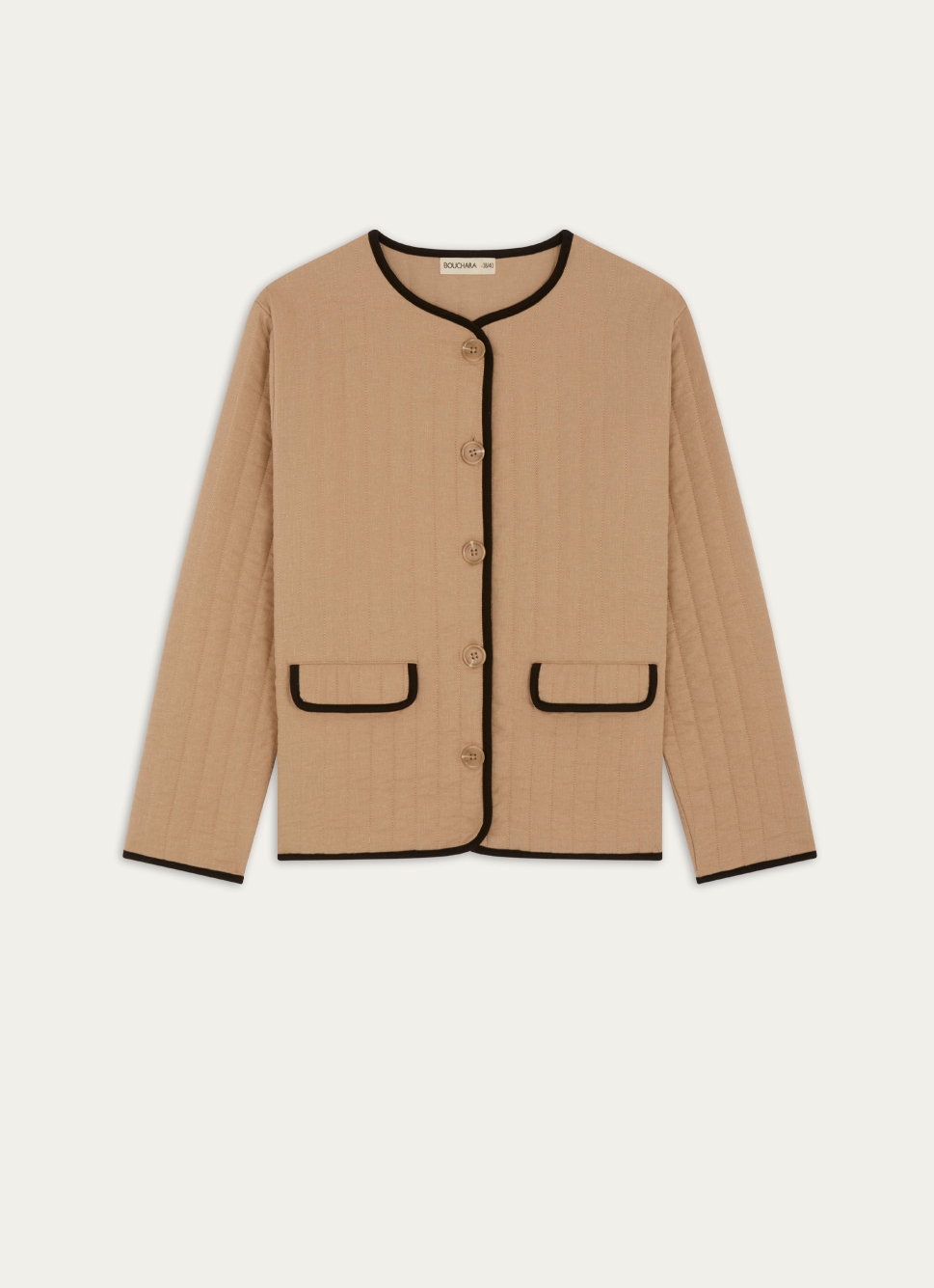 VESTE MATELASSÉE à MANCHES LONGUES BEIGE FONCÉ