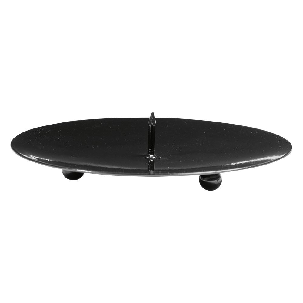 Support rond pour bougie en métal noir