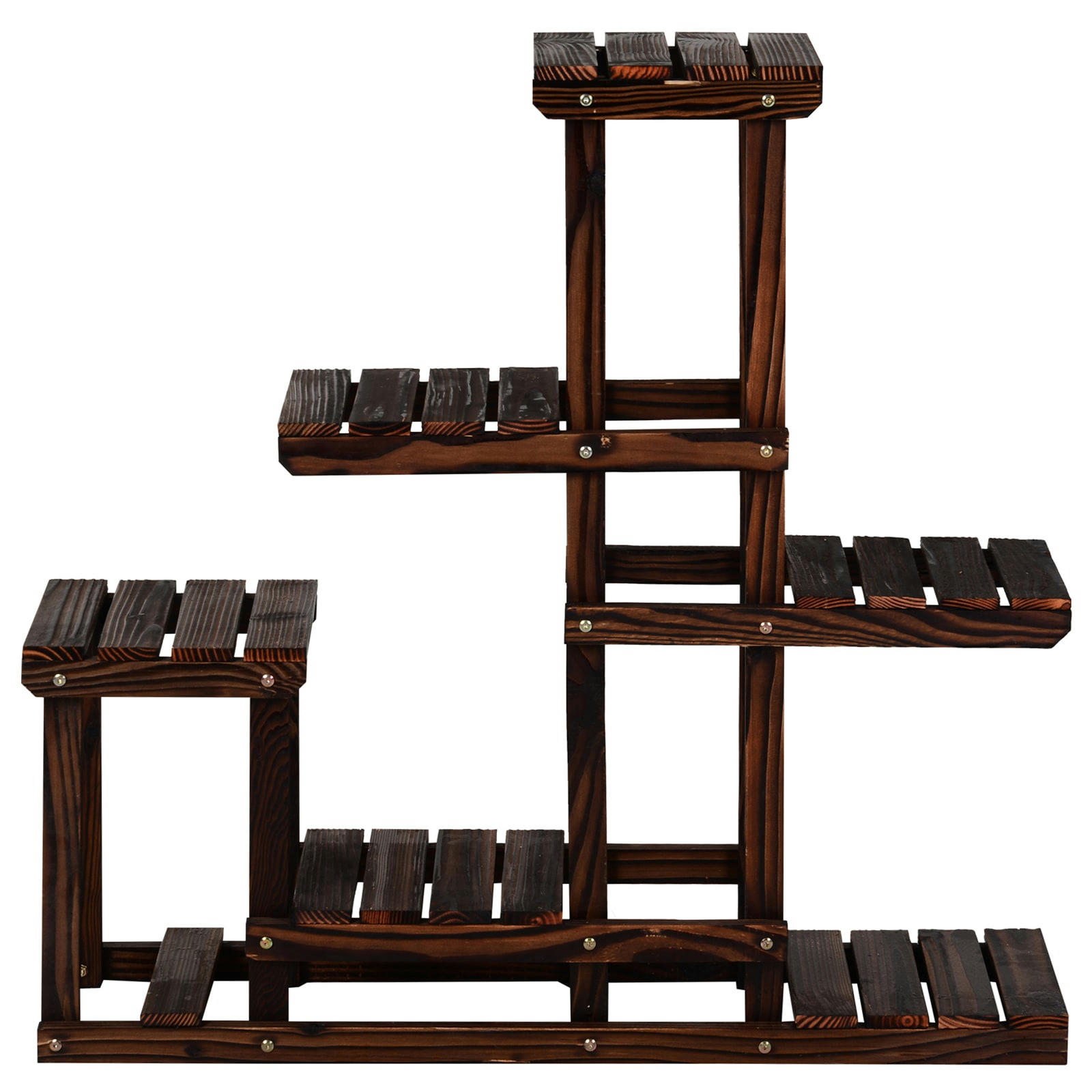 - Étagère à fleurs en bois porte plante bois 6 tablettes bois pin