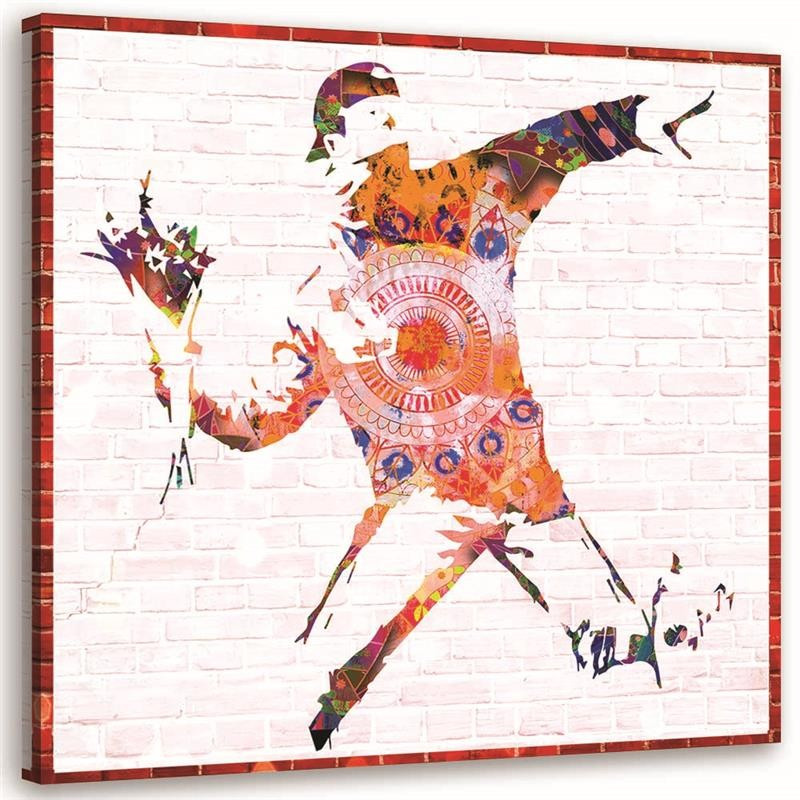 Feeby Obraz na płótnie Banksy Chuligan z bukietem 30x30