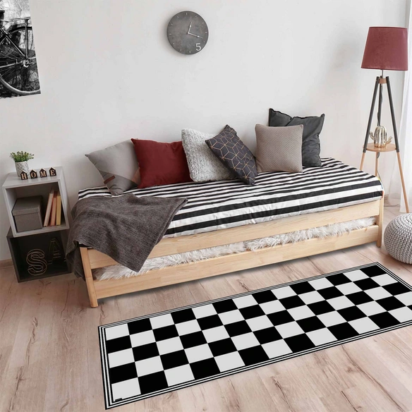 Vinyl Teppich »Memphis«, BxL:180 cm x 68 cm, schwarz|weiß