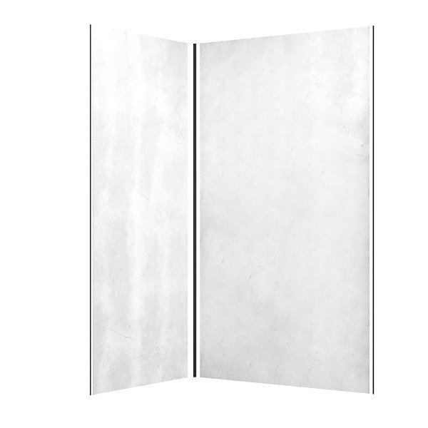 Pack de 2 panneaux muraux de salle de bains, blanc effet pierre avec profilés noirs, l.120 90 x H.210 x P.0,3 cm, Galedo Homestone