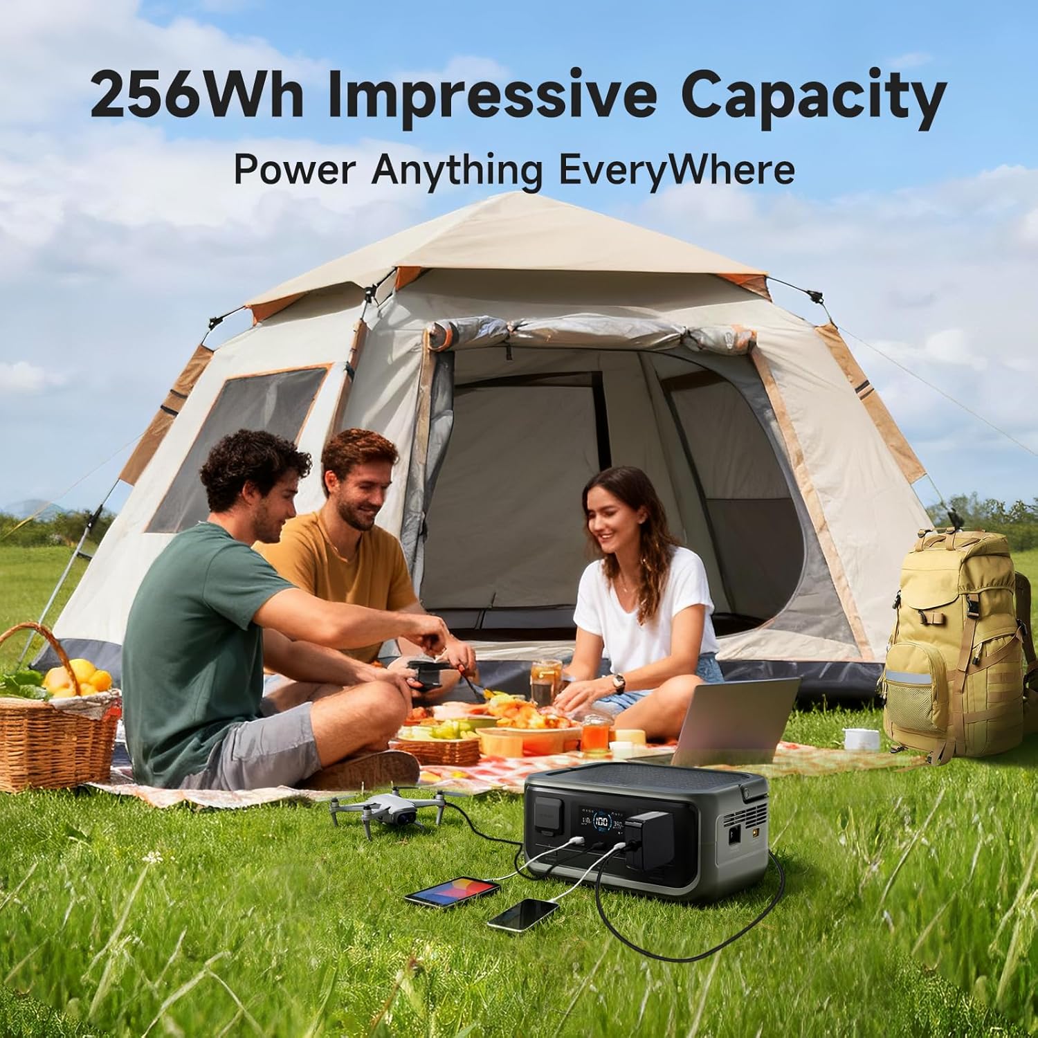 ALLPOWERS VOLIX P300 300W(600W peak) Portable Power Station with UPS Function,256Wh LiFePO4 Battery,MPPT 110W Max,1-Hour AC Fast Charge to 80%,Home Backup,Office,RV,Camping