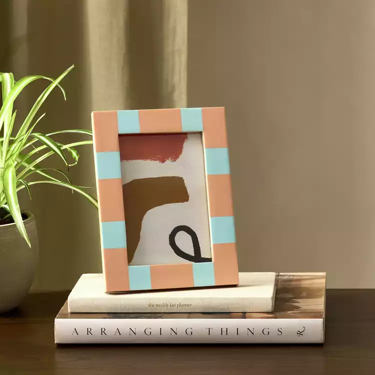 Habitat Checkered Pink & Blue Mango Wood Frame - 4x6"