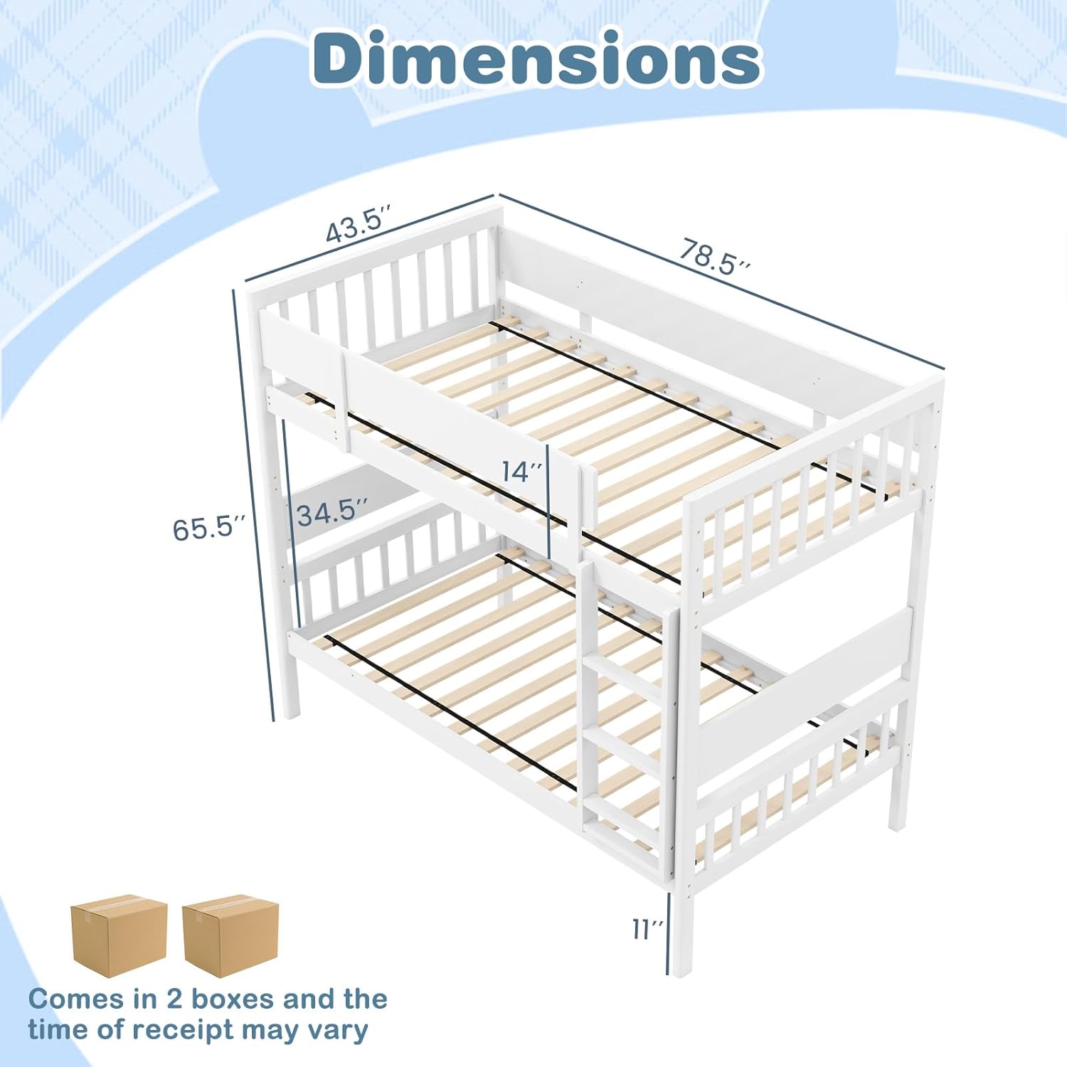 Giantex Wood Bunk Bed Twin Over Twin, Solid Wood Bunk Bed Frame with Ladder & Safety Guardrails, Space-Saving Convertible Bunk Beds for Kids Teens Juniors, Can Be Divided Into Two Twin Beds, White