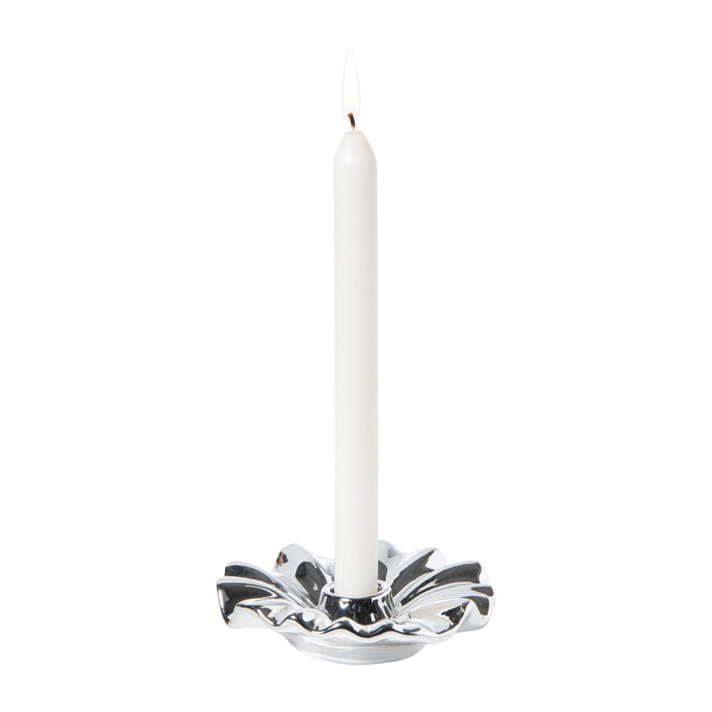 Kandelaar wave - zilverkleurig - &Oslash;12x3.5 cm