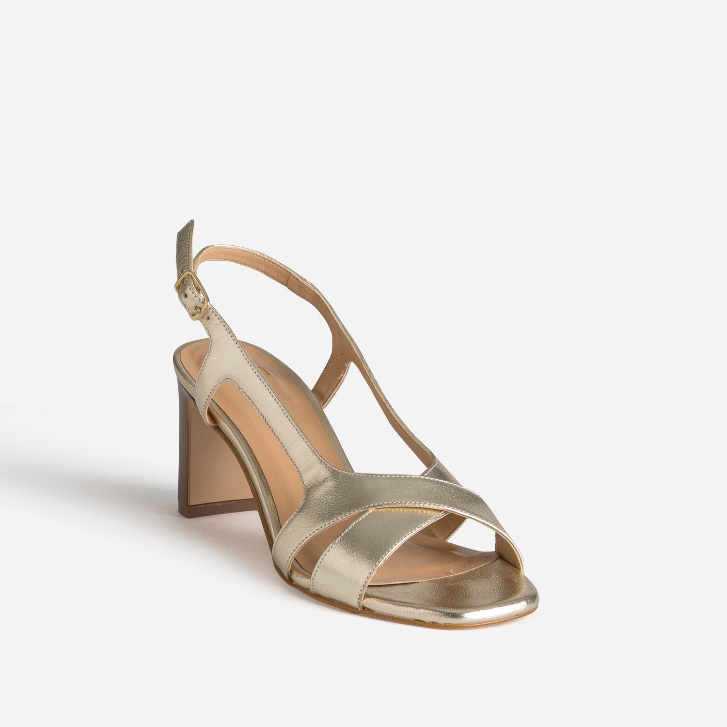 Sandale dorée cuir à talon