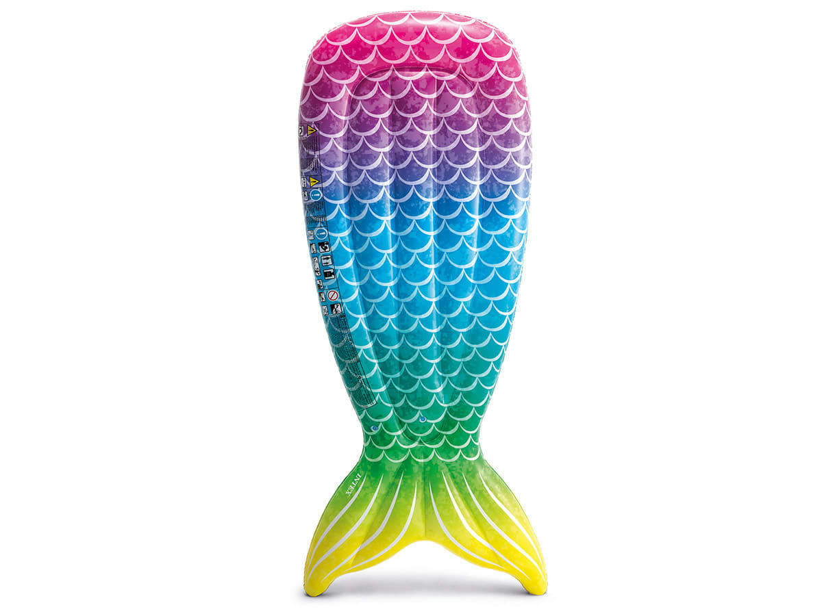 - Matelas de piscine 1 place sirène arc-en-ciel vinyle multicolore