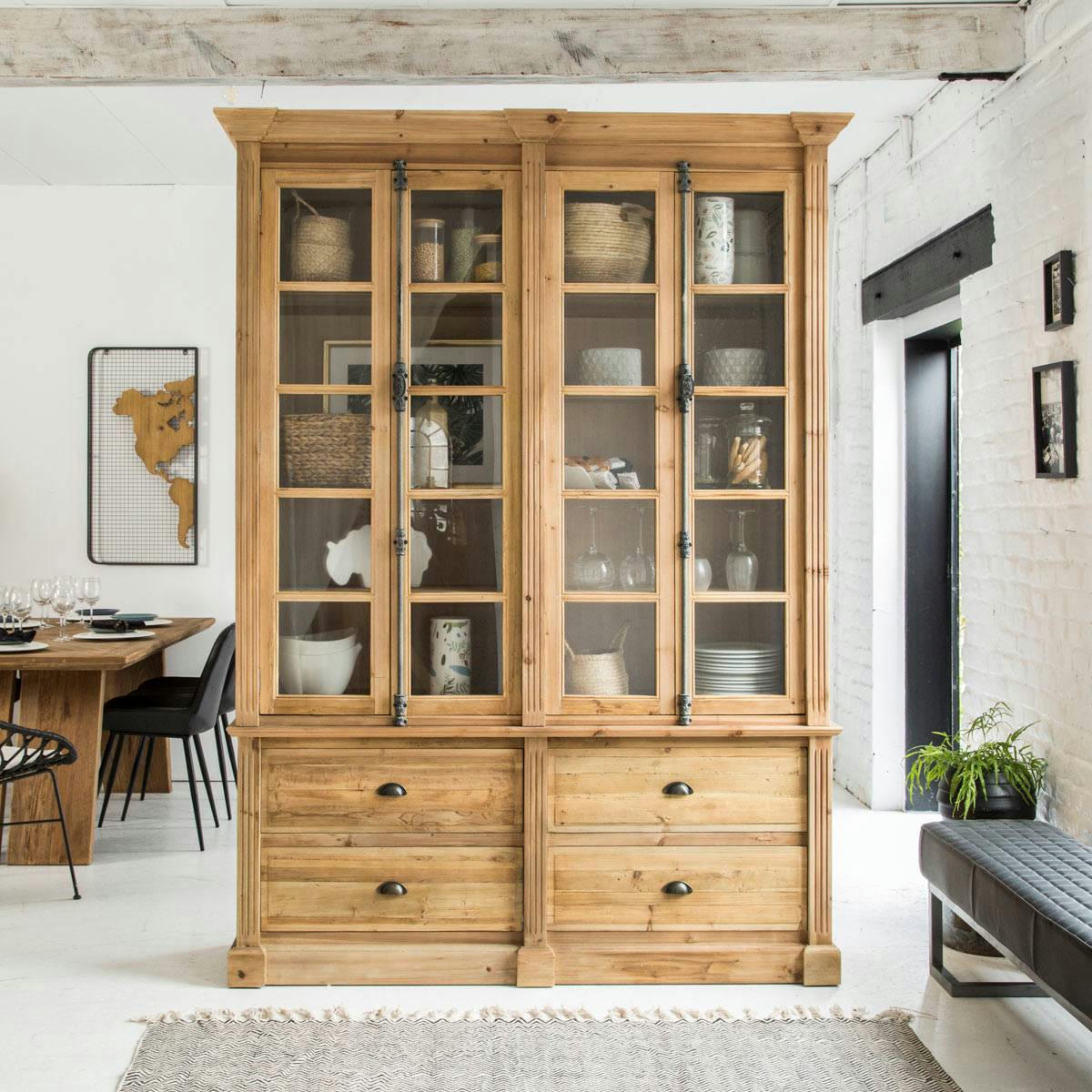 - Vaisselier en bois marron 163 cm