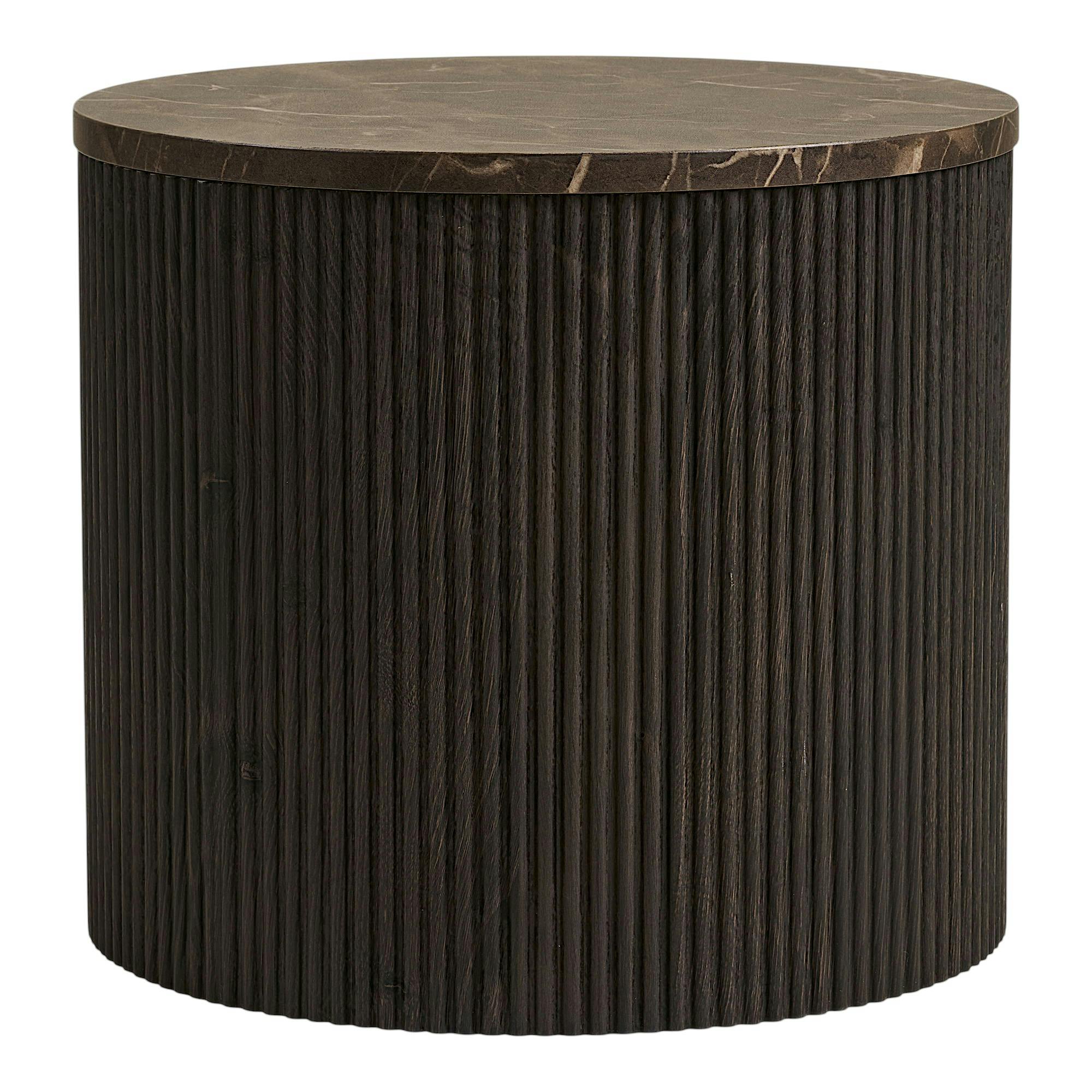 Table basse ronde effet marbre brun pied strié Ø45 cm TORANO