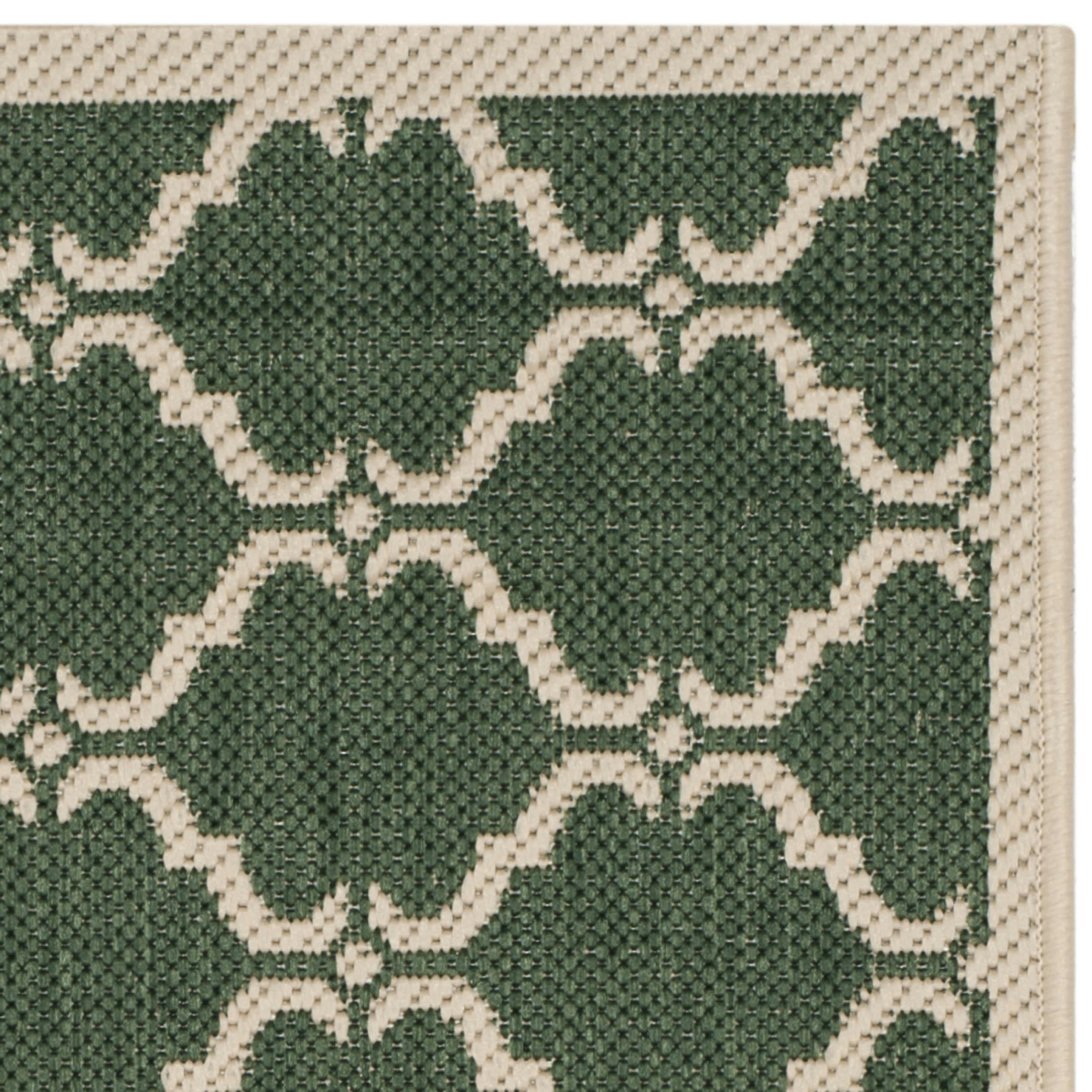 COURTYARD - Tapis interieur & exterieur en vert fonce & beige, 122 x 170 cm