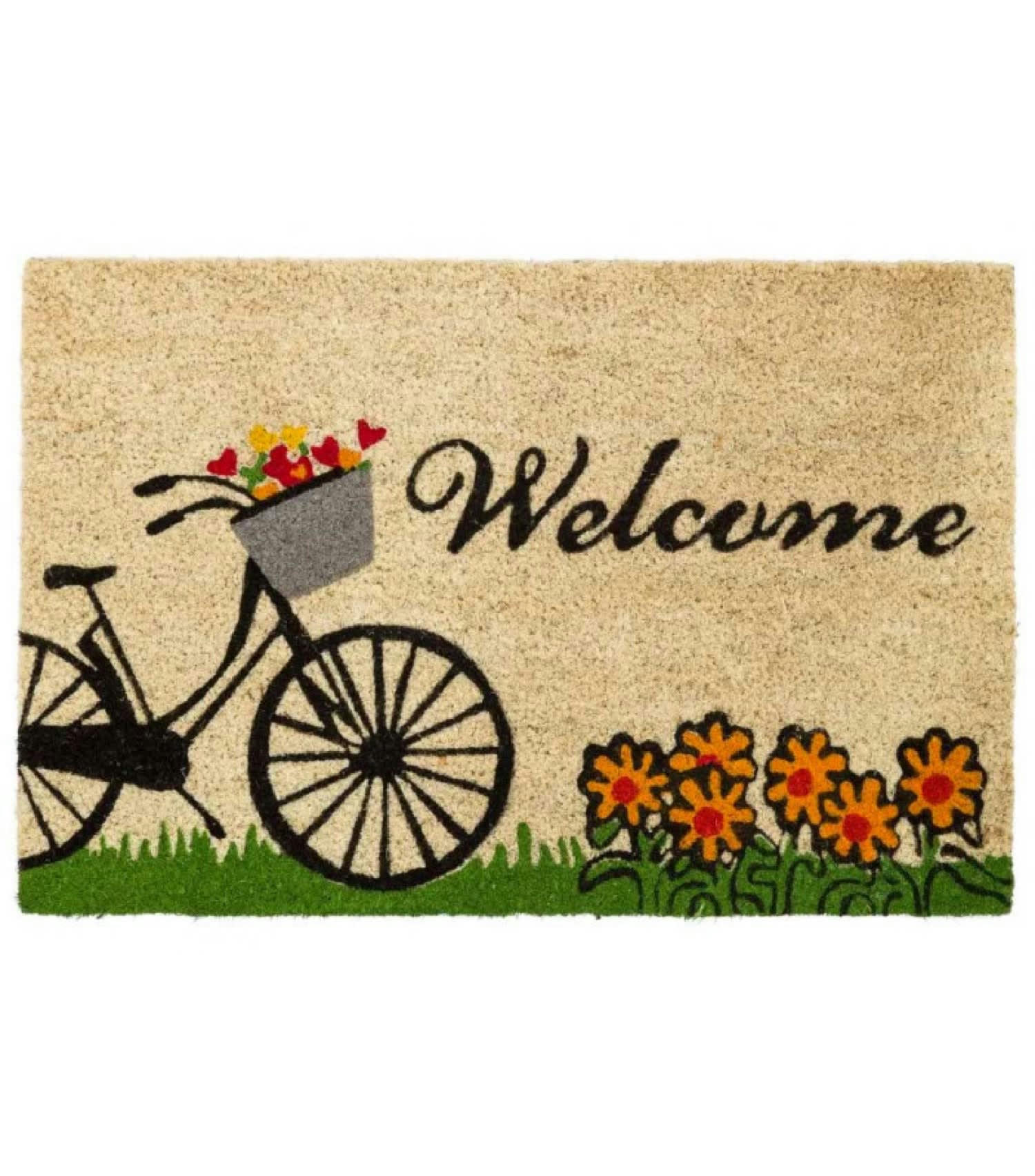 VÉLO - Paillasson coco welcome floral 60x40x1,5cm