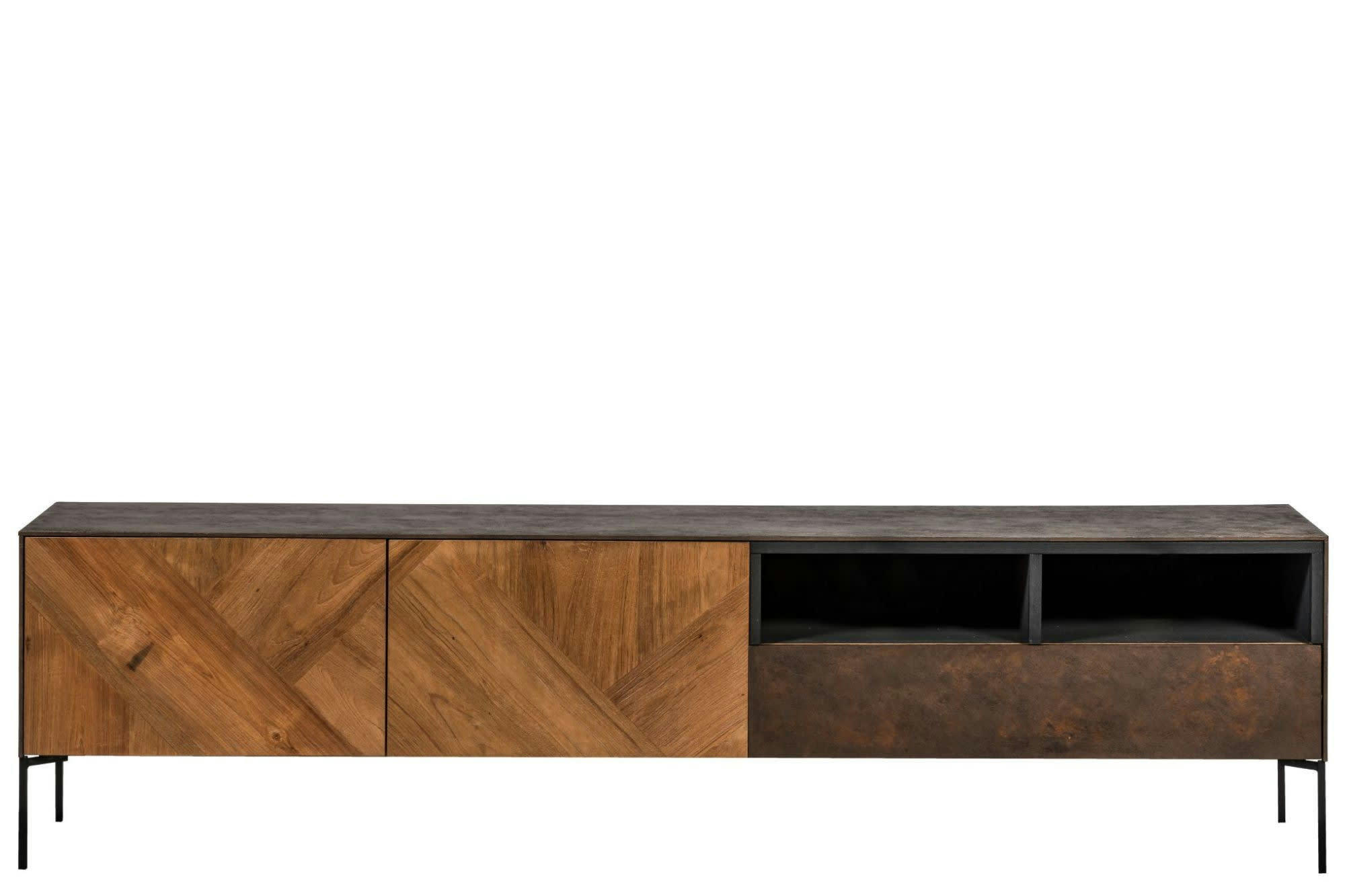 JAKARTA - Meuble TV en bois de teck et métal L200