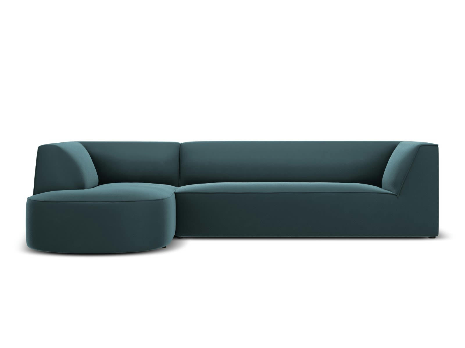 CHARLES - Canapé D'Angle Gauche 4 places en Velours Bleu