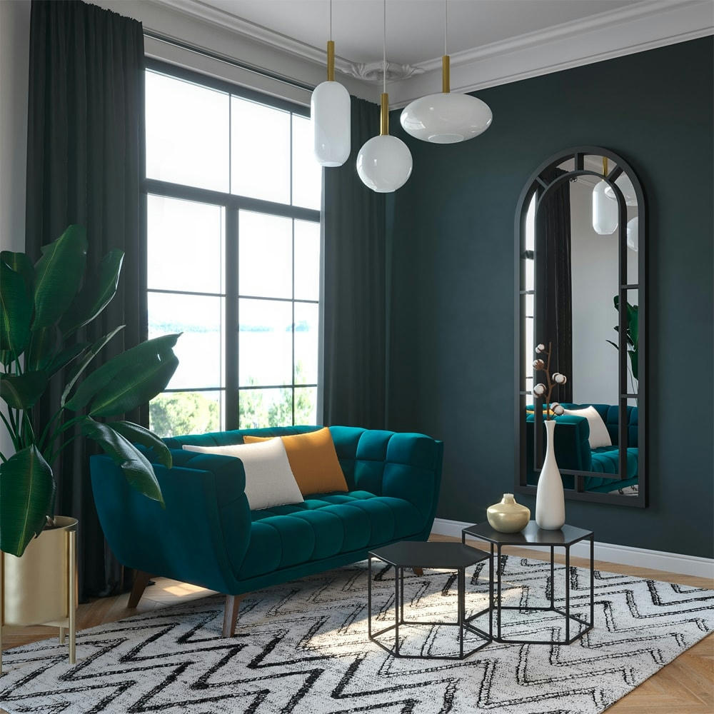 MONA - Canapé.2 places en velours bleu foncé