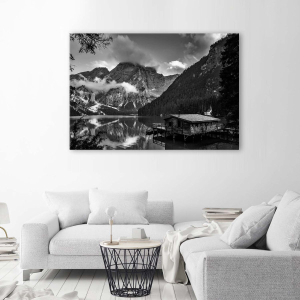 Feeby Obraz na płótnie Domek nad górskim jeziorem 60x40
