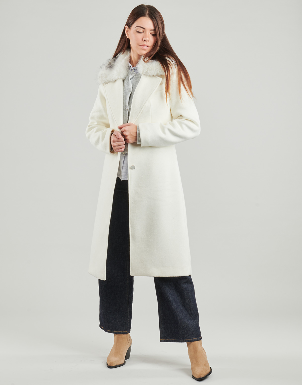 Guess - KAROLE FUR COLLAR - White