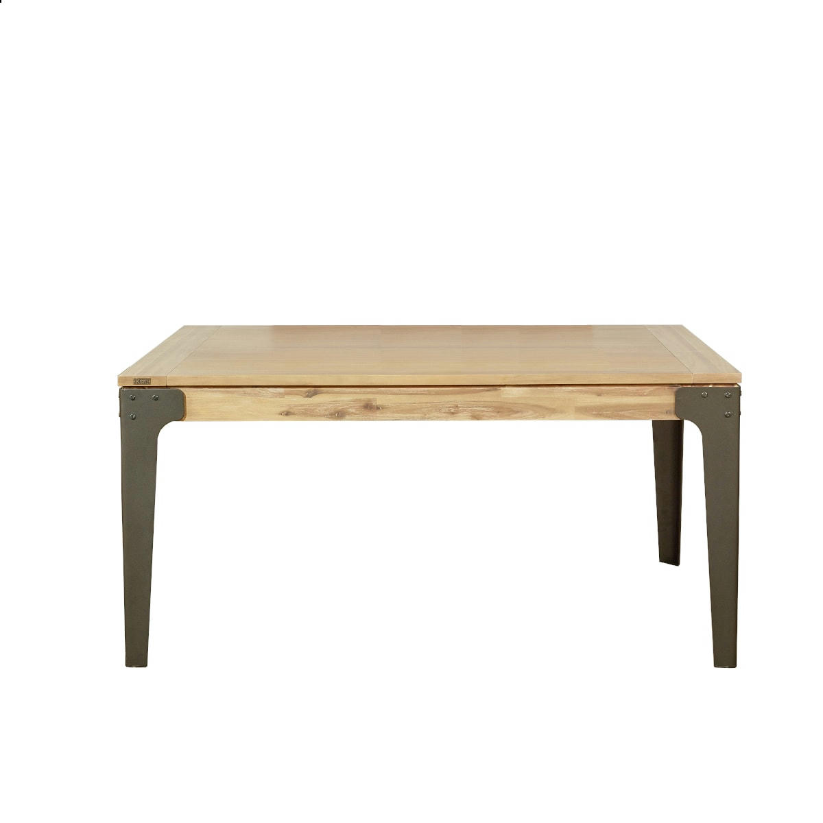 BALTIMORE - Table carrée en bois massif et métal 12 couverts