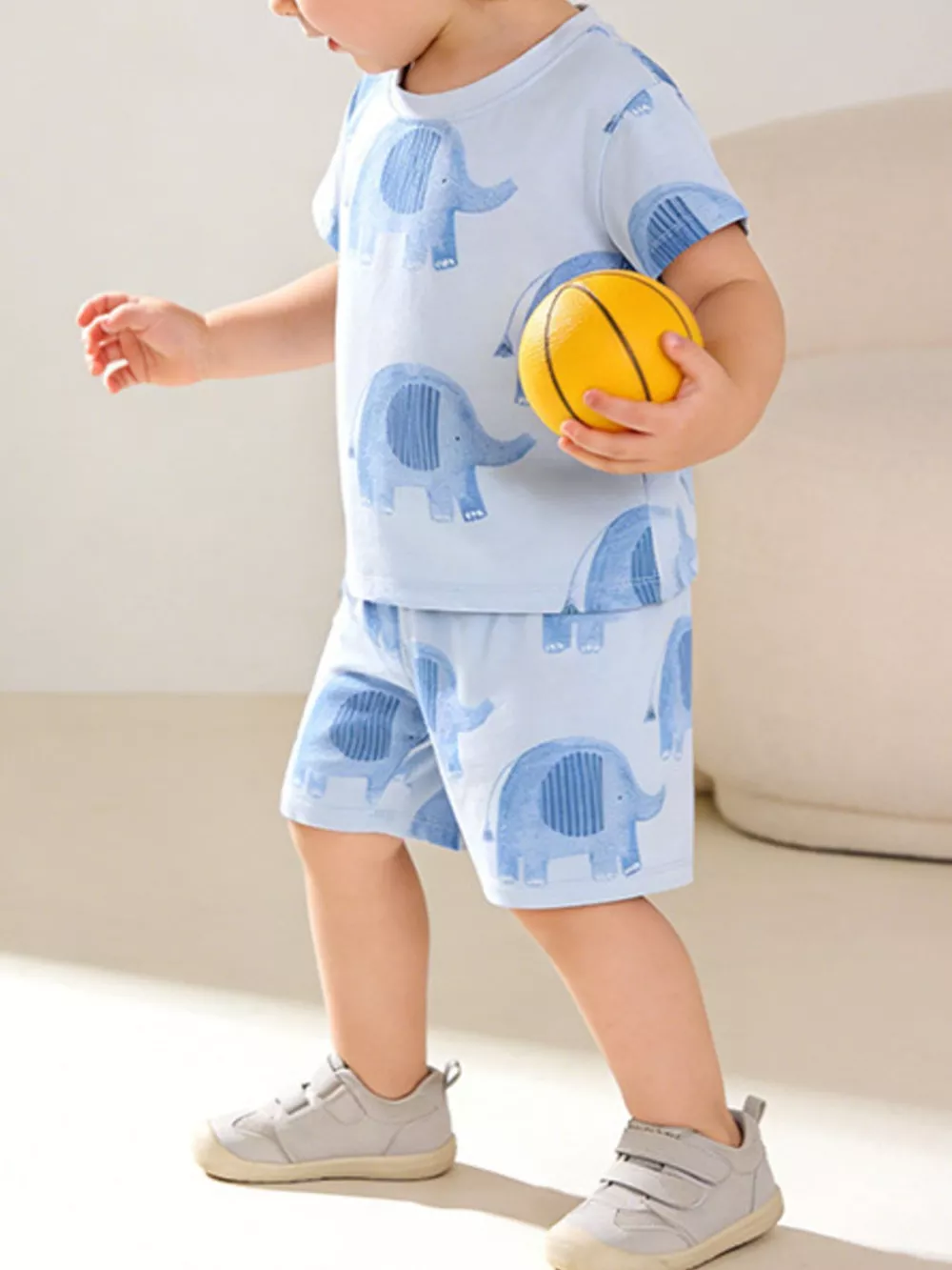 Children's Elephant Print Tee and Shorts Set