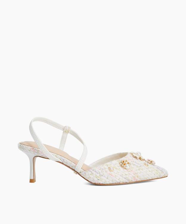 Dyana Multi - Floral Embellished Boucle Wide Fit Open Courts