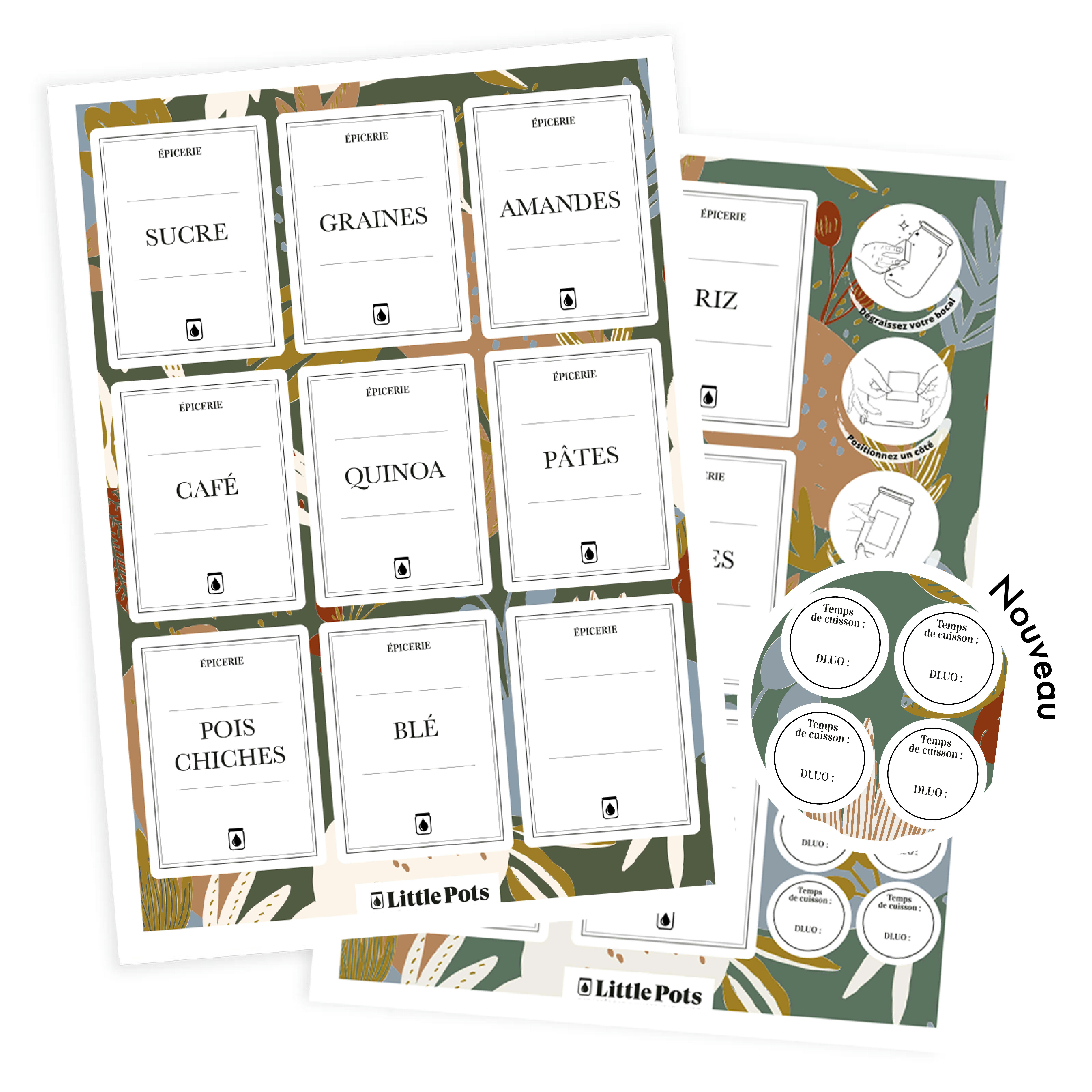 - Planches de 15 étiquettes waterproof - Univers ÉPICERIE