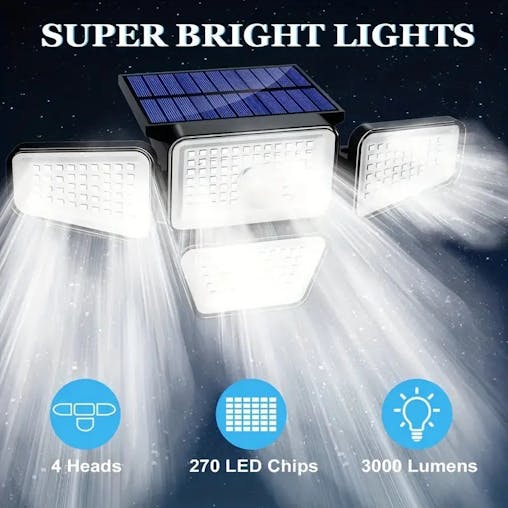 NNETM 1pc Solar Garden Light Outdoor - 270 LEDs Solar Wall Light with Motion Sensor