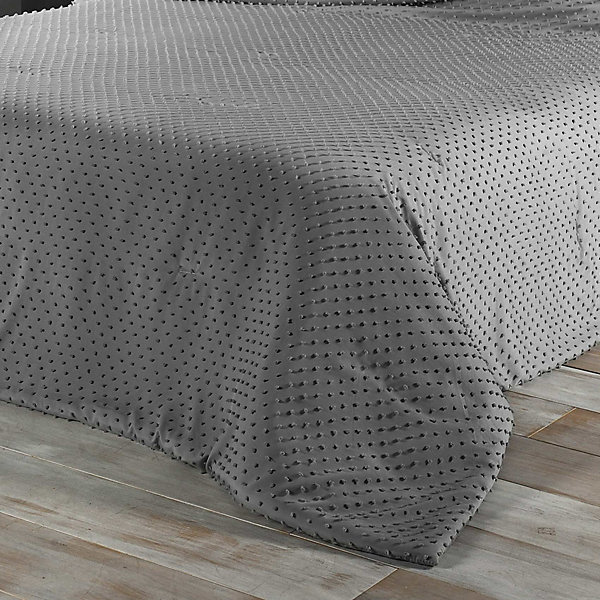 Jeté de lit à petits pompons (250x260 cm - Gris clair)