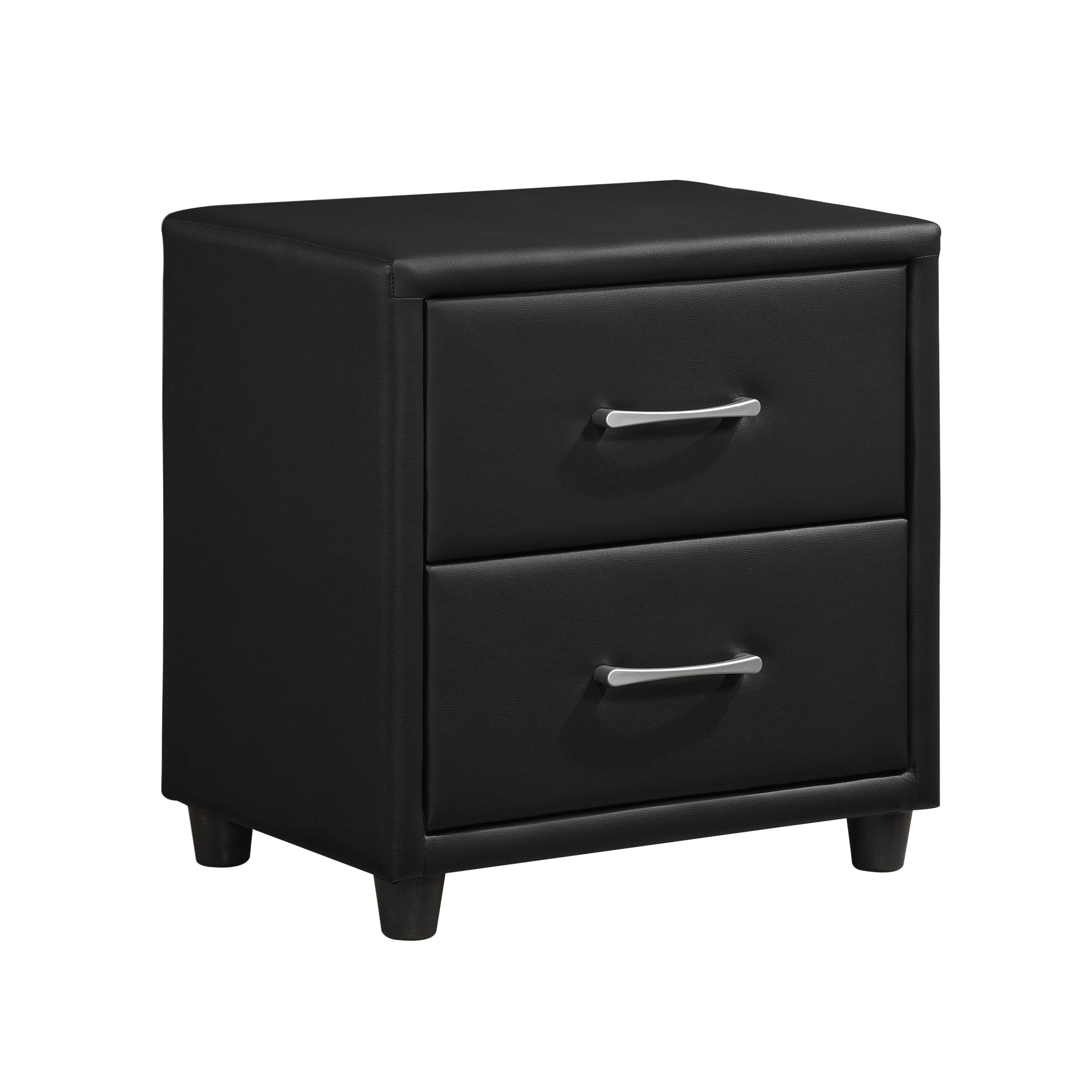 Contemporary Durable Faux Leather Covering 1pc Nightstand of Drawers Bar Pulls Stylish Furniture