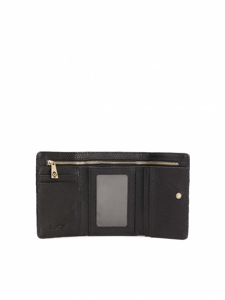 Small black wallet in patent embossed leather