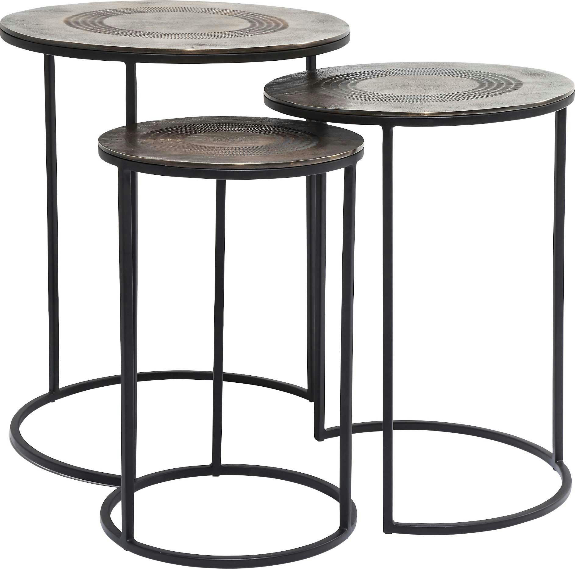 MARRAKESH - 3 tables d'appoint gigognes en acier et aluminium
