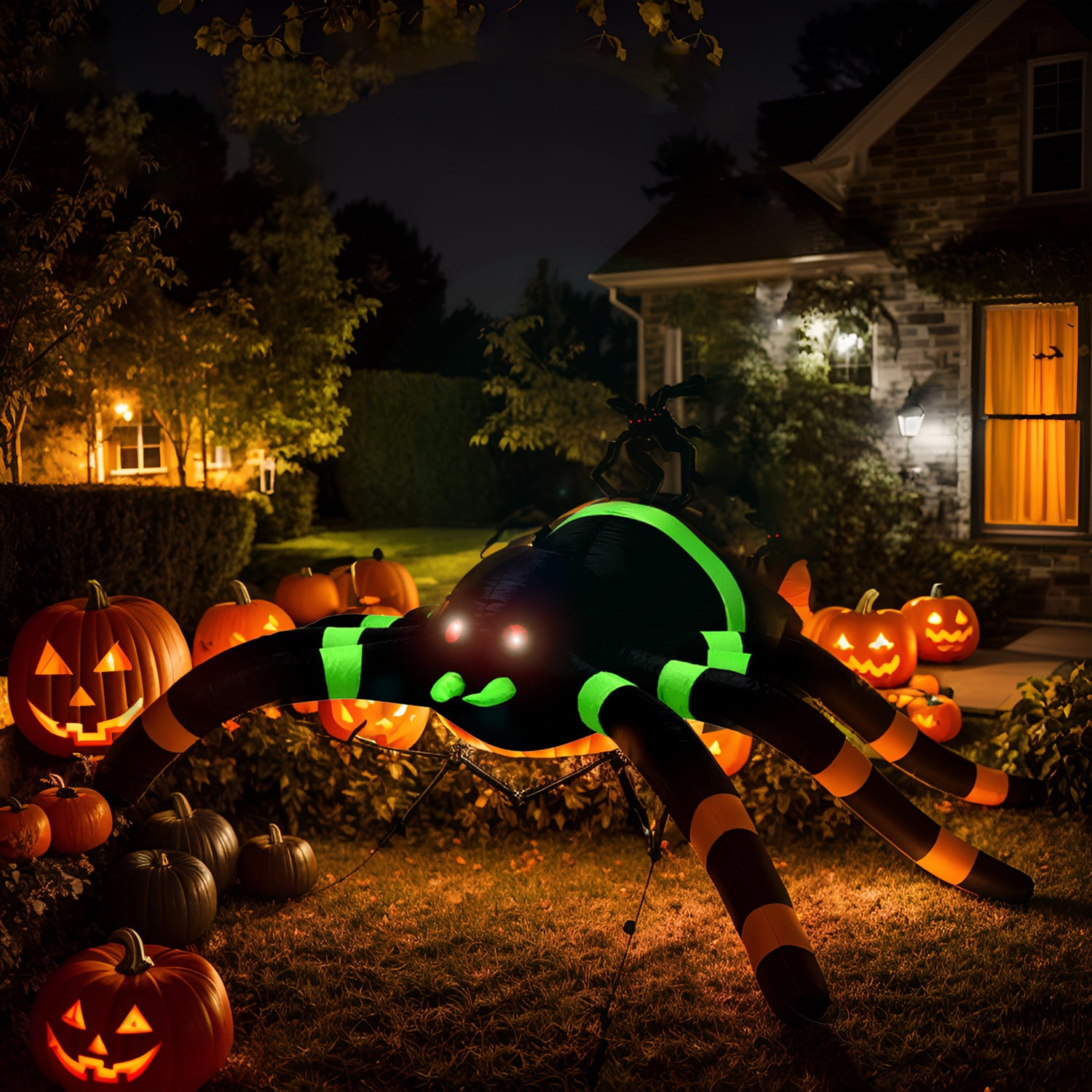 Ragno LED Halloween gonfiabile 240 cm