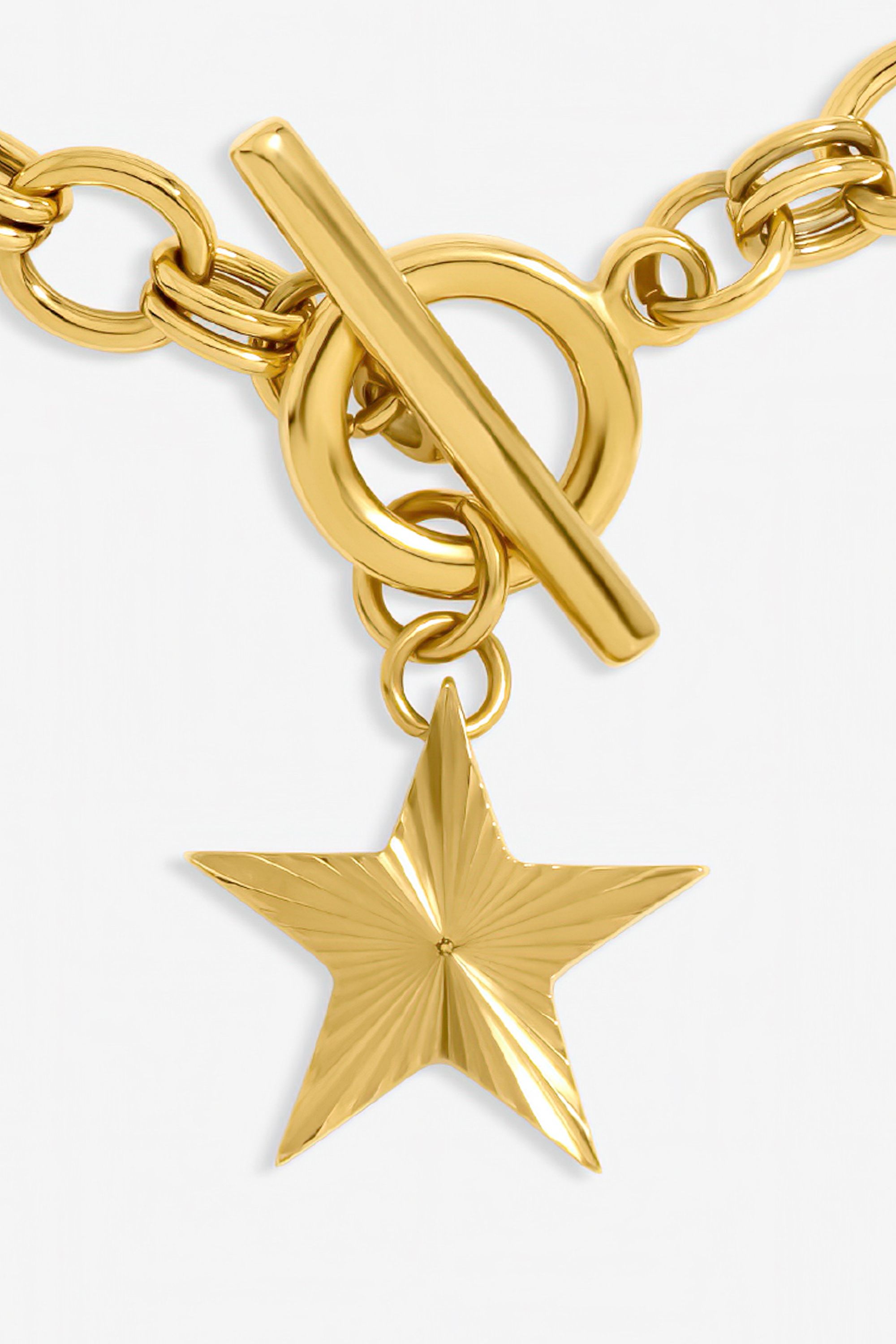 Jon Richard Gold Plated Waterproof Diamond Cut Star T Bar Bracelet