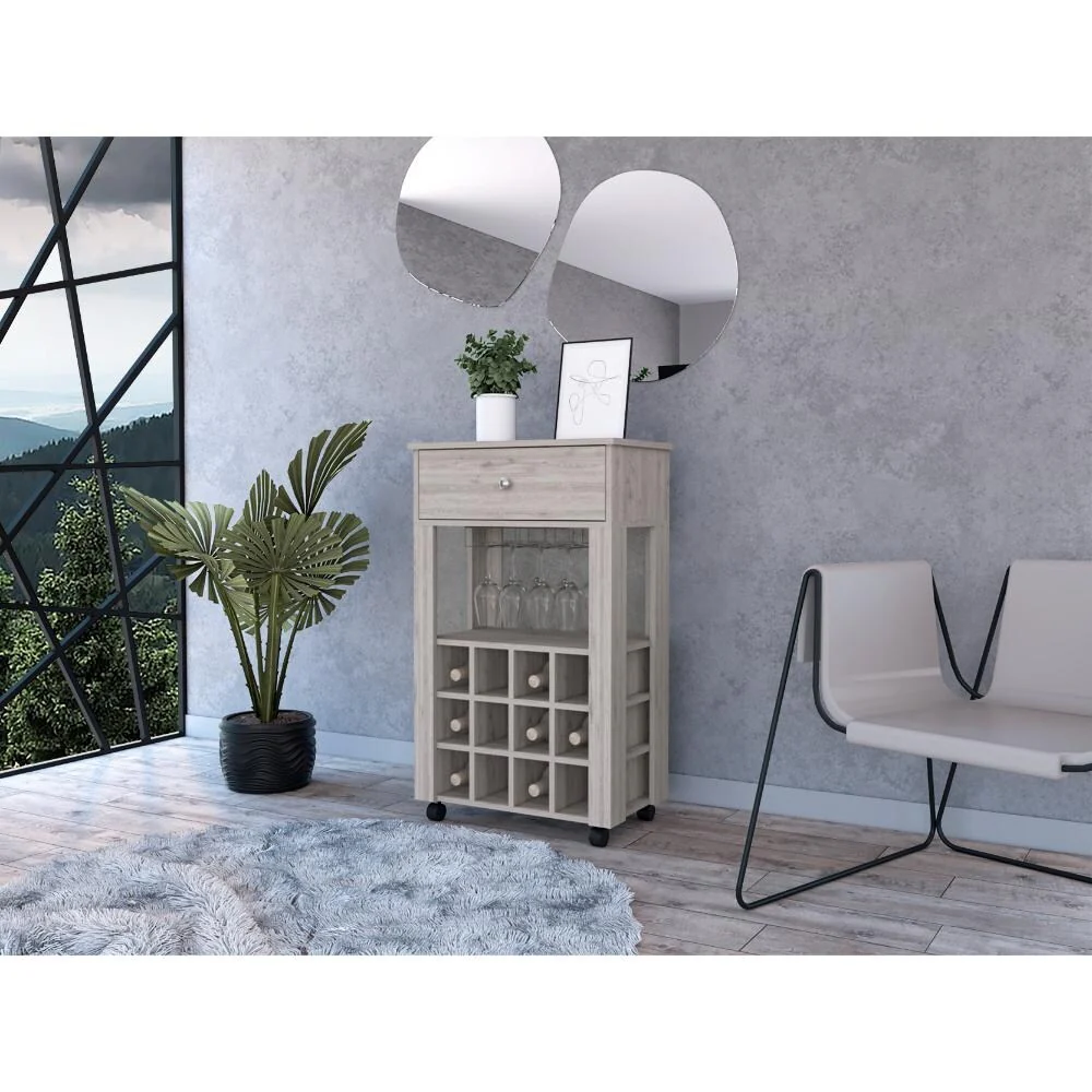 Ambler 1-Drawer 12-Bottle Wine Cabinet Light Grey