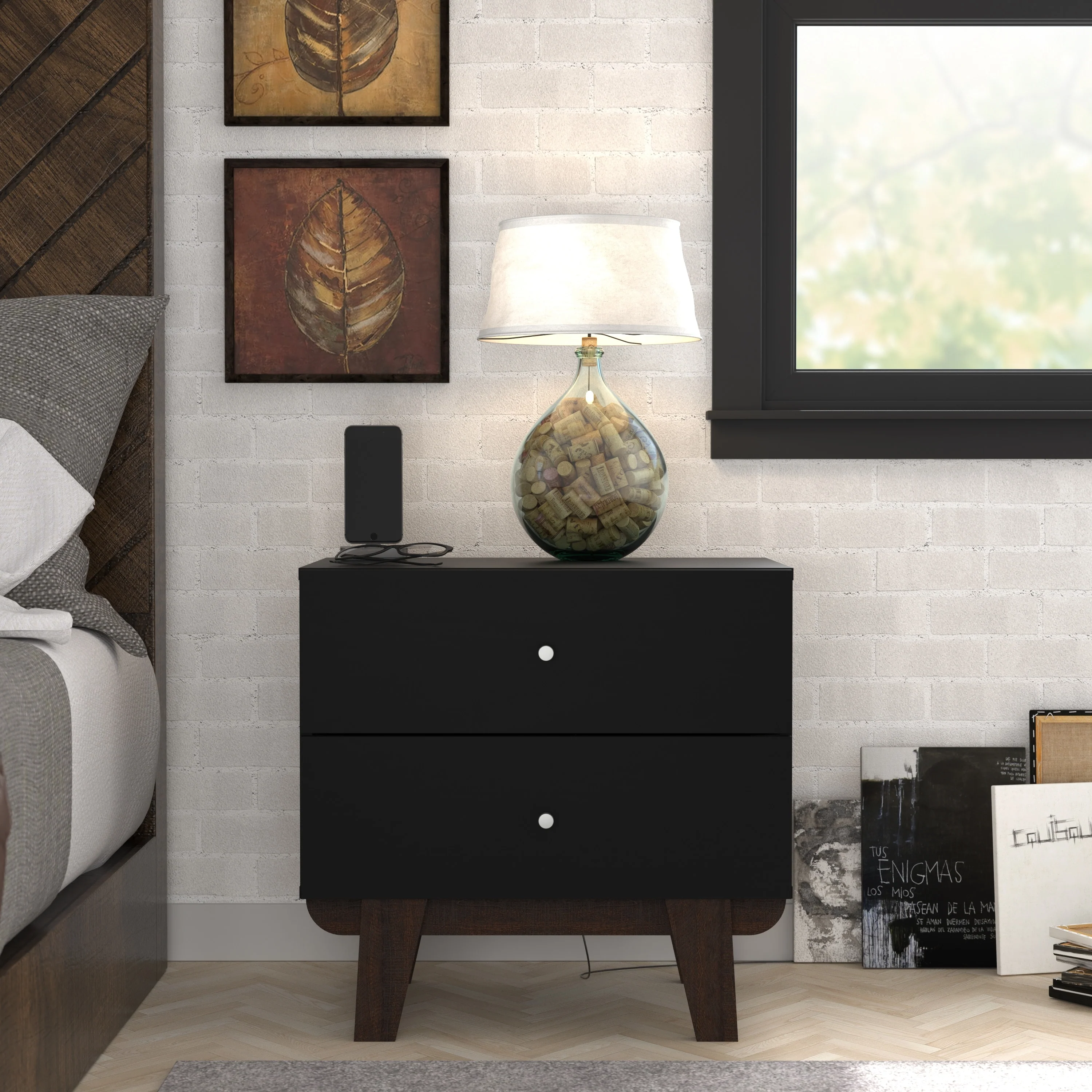 Living Essentials by Hillsdale Kincaid Wood 2 Drawer Nightstand