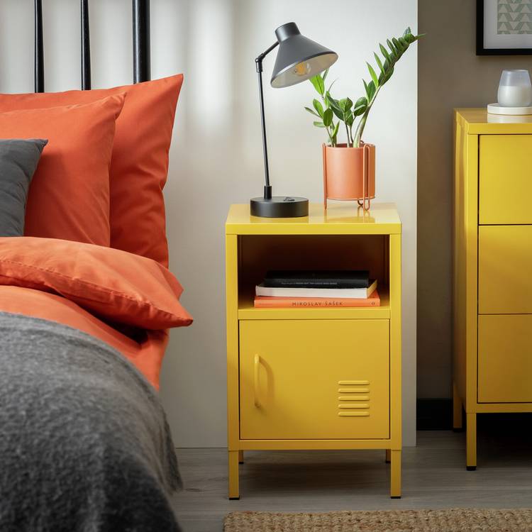Habitat Stevie 1 Door Bedside Table - Mustard