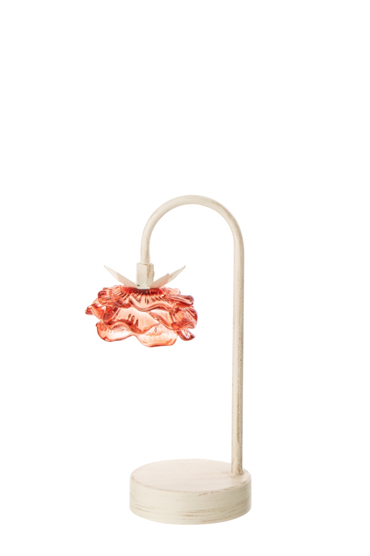 J-Line lamp Bloem - ijzer - oranje/wit - small - LED lichtjes