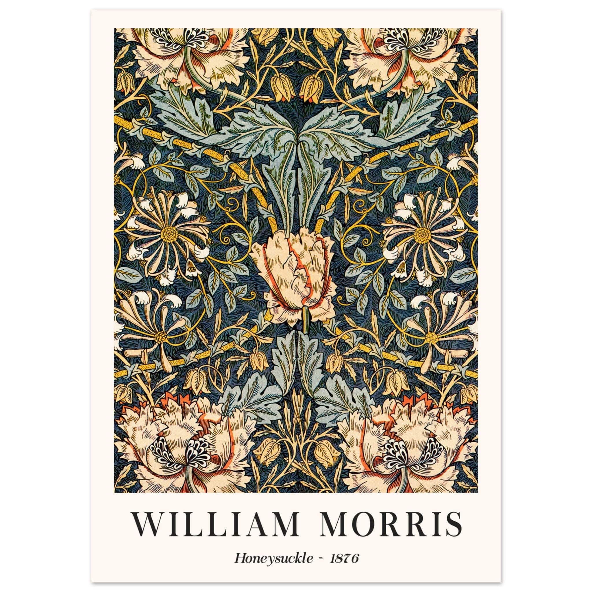 Artfulprints Poster William Morris - Honeysuckle 1876  - 50x70 cm - Donkergroen