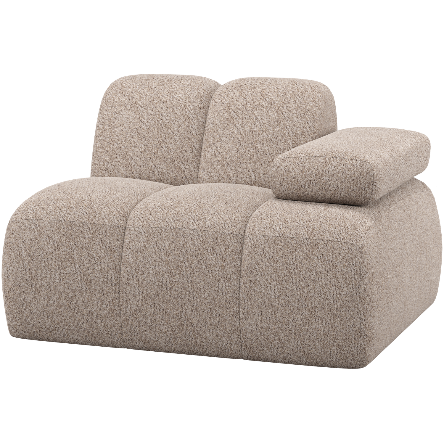 WOOOD 1-zits element bank arm rechts Mojo - Wollig - Donkerzand - 74x124x97