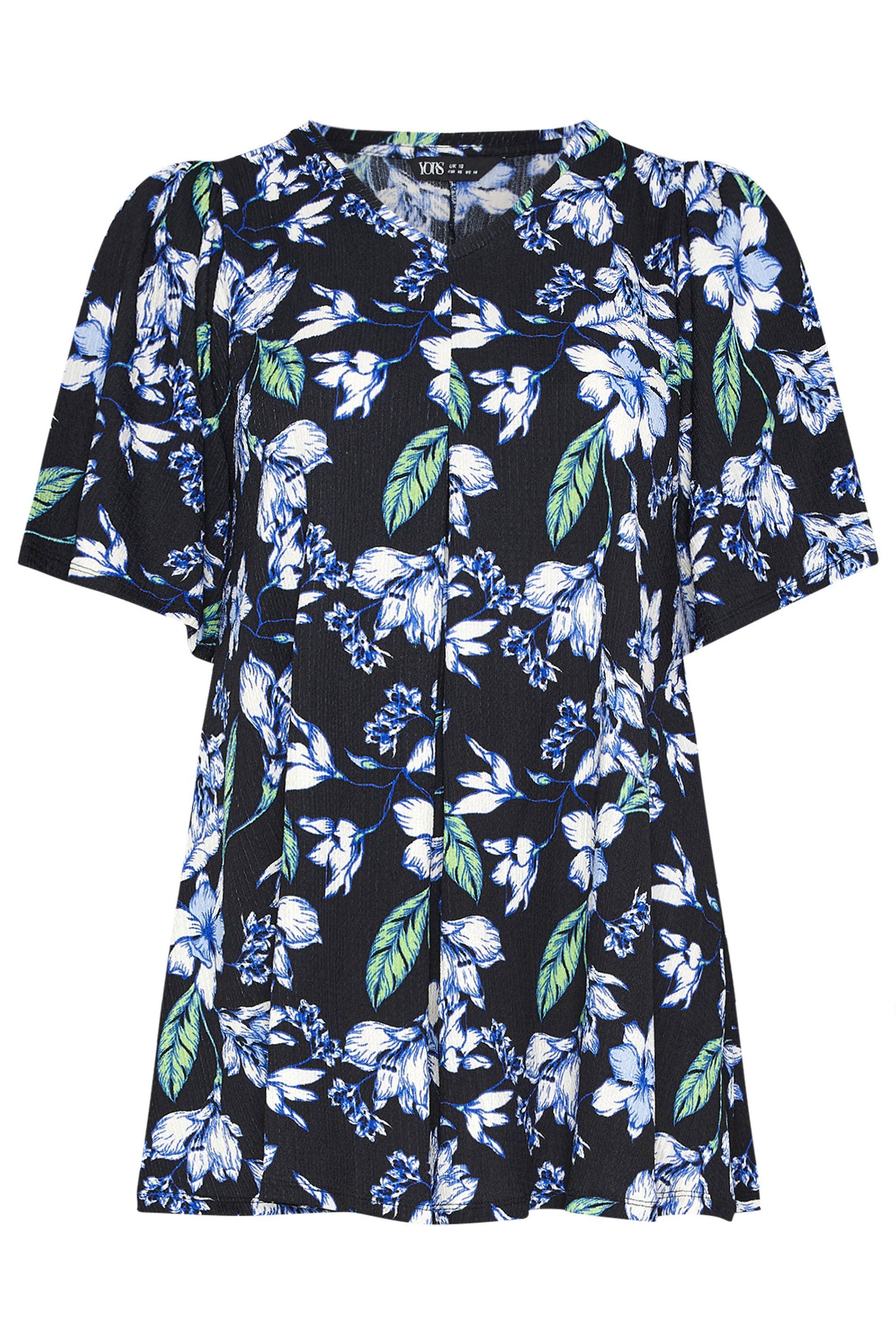 Yours Floral Pleat Front Top