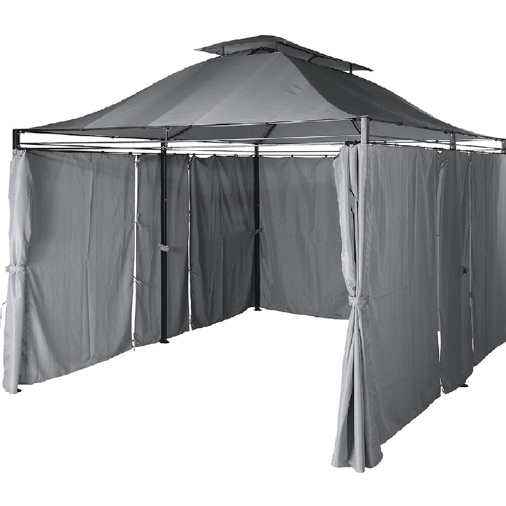 Tonnelle rectangulaire Sicile double toit grise UPF50  400x300xH287cm 12m&sup2;