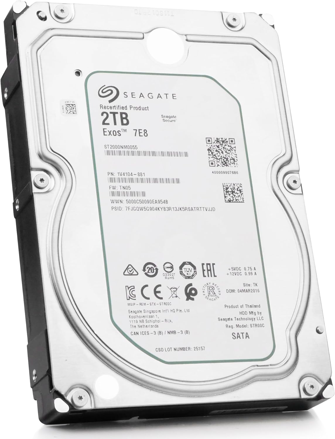 Seagate ST2000NM0055 Enterprise Capacity 3.5'' HDD 2TB 7200 RPM 512n SATA 6Gb/s 128MB Cache Internal Hard Drive (Renewed)