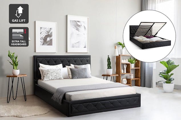 NNEKGE Winslow Gas Lift Bed Frame (Black)