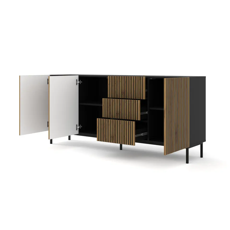 Ravenna F dressoir ladekast 200 3D3S gefreesd MDF folie met frame