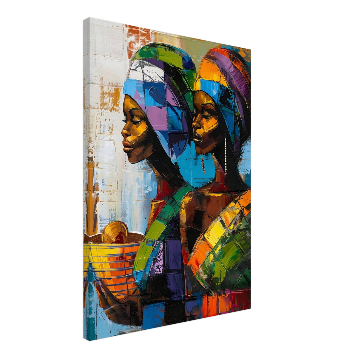 Artfulprints Canvas Colourful sisters canvas - 50x70 cm - Meerkleurig