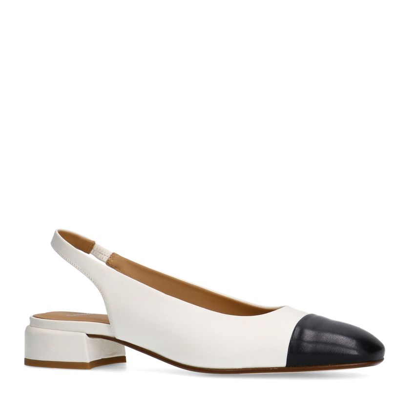 Manfield Witte leren slingbacks
