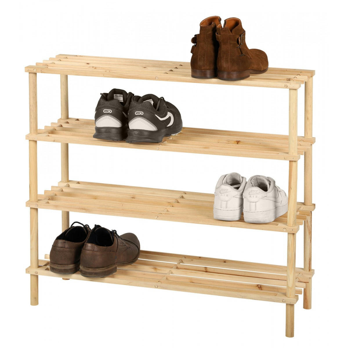 WOOD AND CO - Étagère à chaussures en bois 4 niveaux - 74x26x64cm