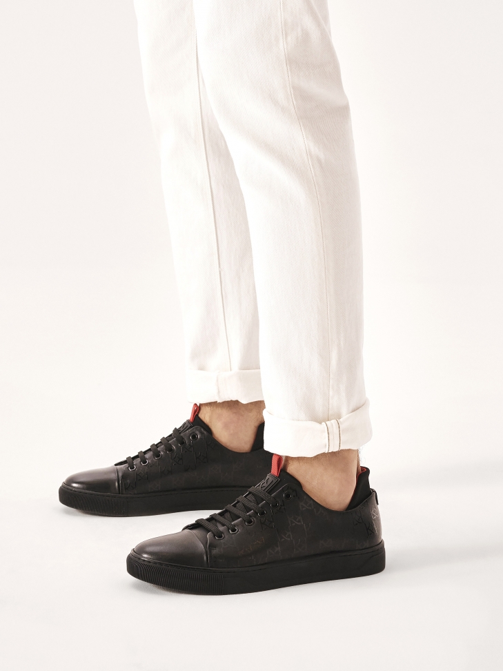 Monogrammed high heel sneakers