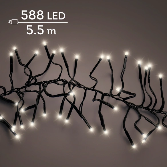 Lichterkette, 5,5m 588 L schw. Kabel ww m.Timer Dimmer