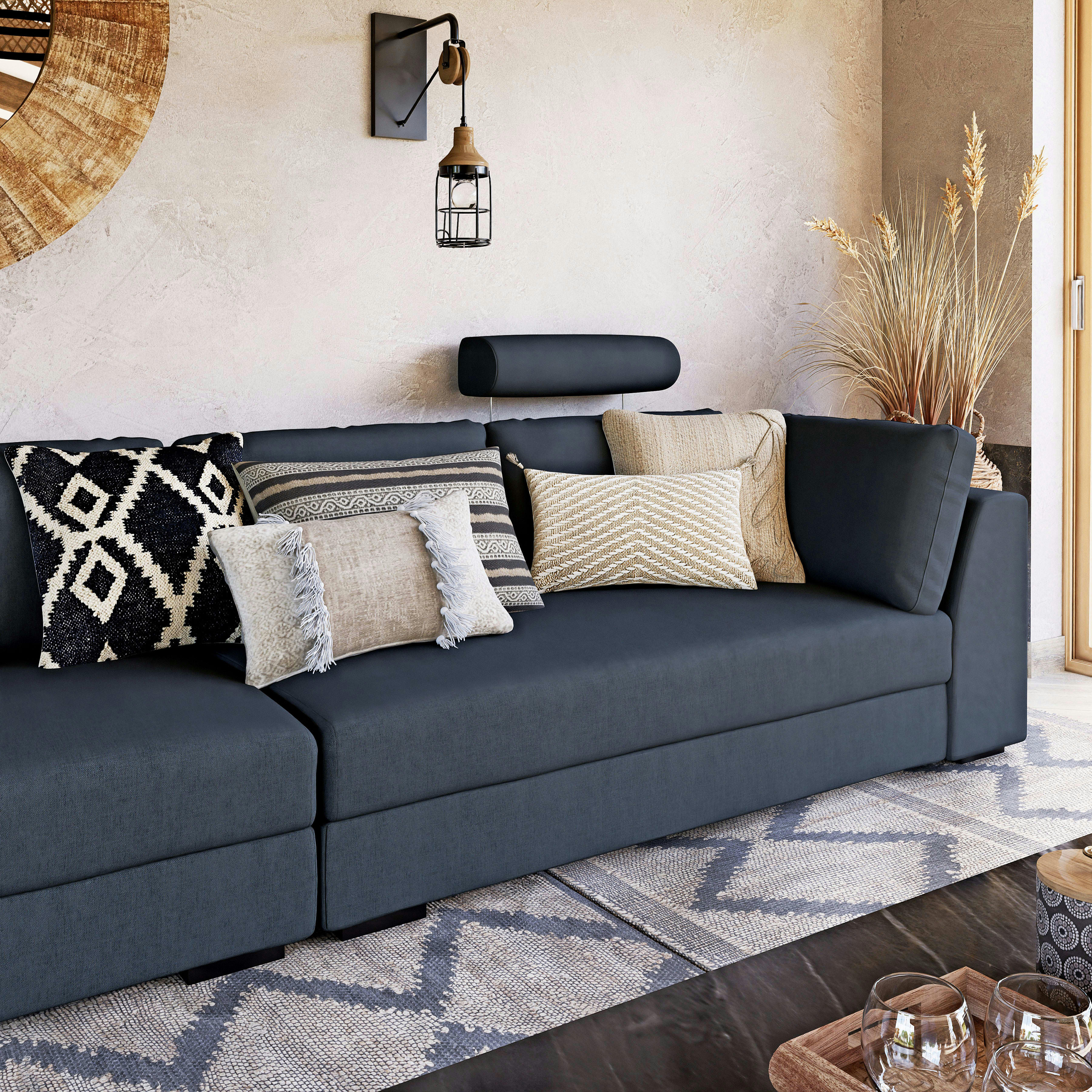 Terence - Accoudoir droit pour canapé modulable gris anthracite